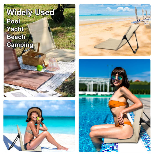 GFYYBKJ Foldable Seat for Poolside Chairs, Portable Outdoor Poolside Chairs for Edge of Pool, Beach Chair, SwimmingPool Accessories, Pool Seats for Edge, Provides Back Support
